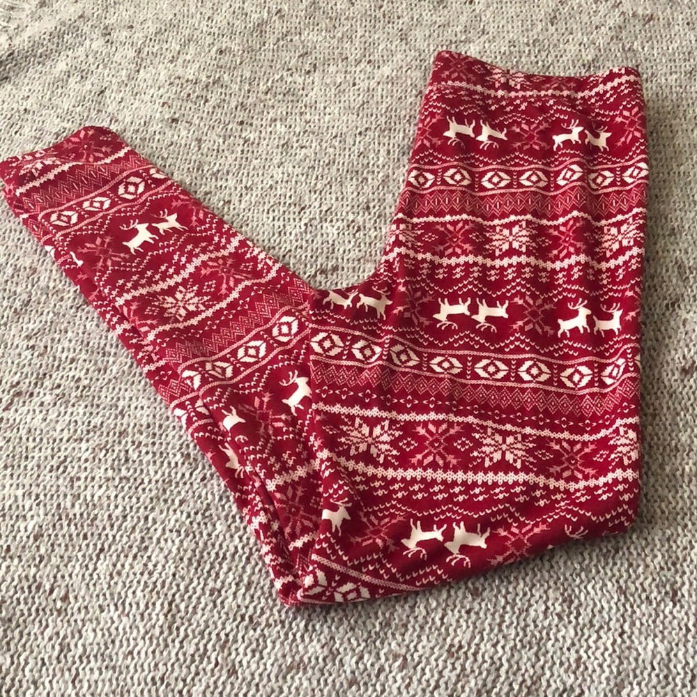 Winter comfy fair isle red leggings ❄️